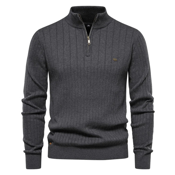 Robert | Quarter Zip Sweater with Stand-up Collar