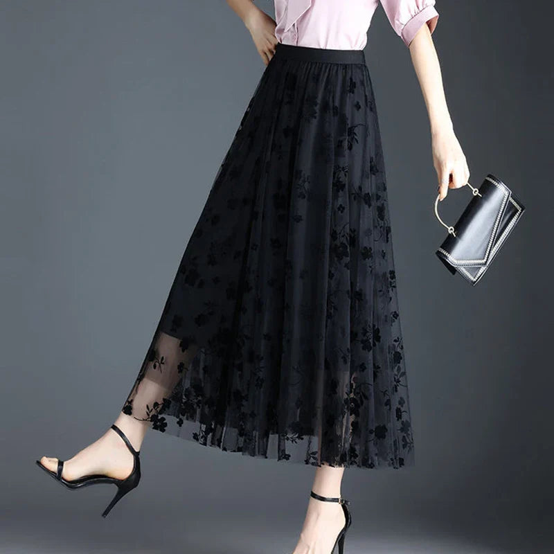 Odette | Elegant Tulle Midi Skirt