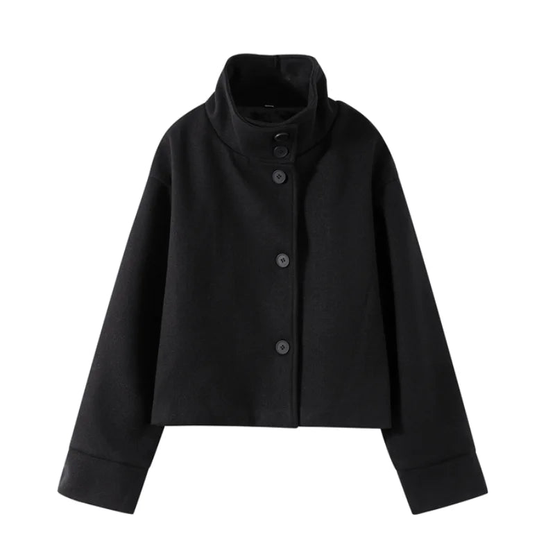 Beatrice | Elegant coat with a stand-up collar, button closure, and pockets