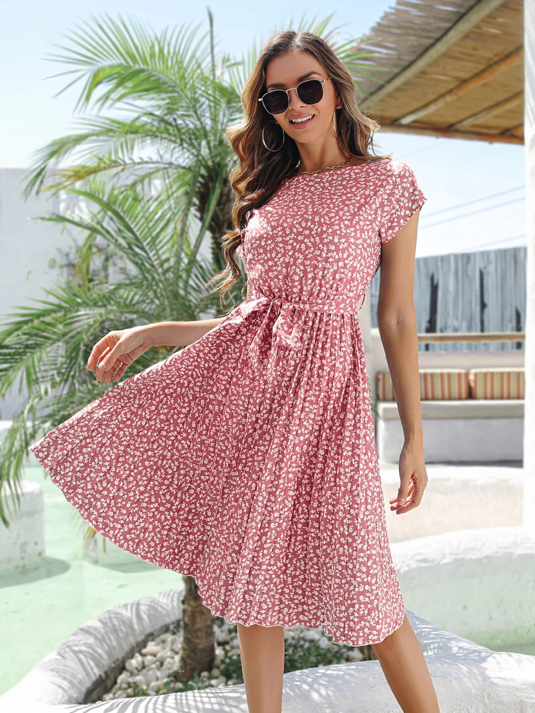 Anette | Midi dress with floral pattern