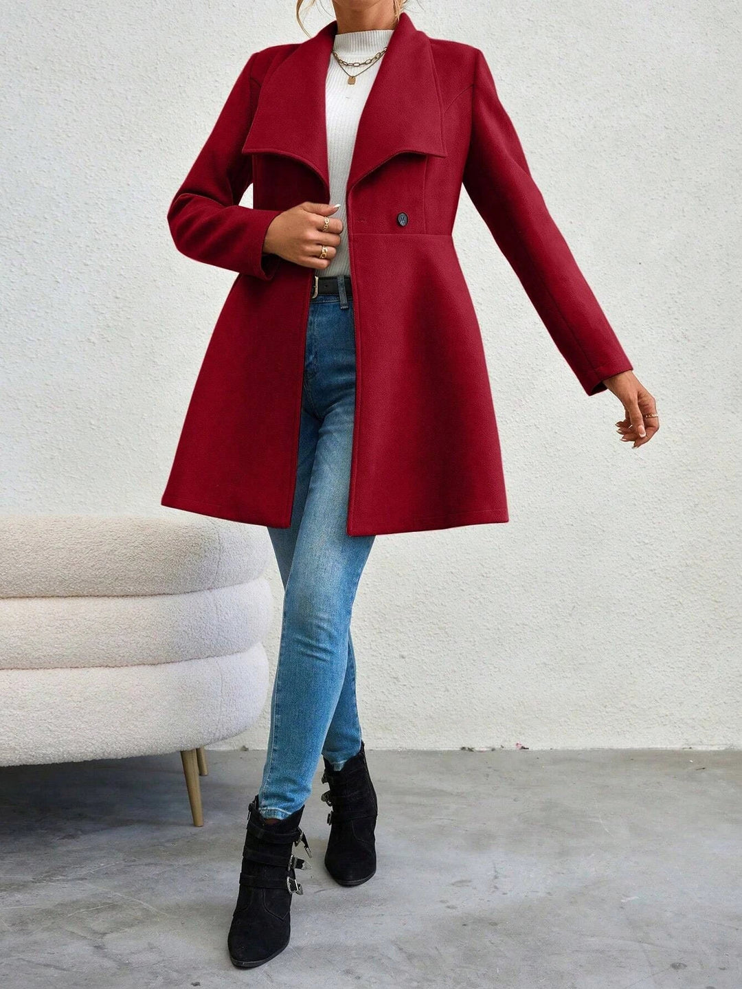 Anna | Winter coat with long sleeves and lapel collar