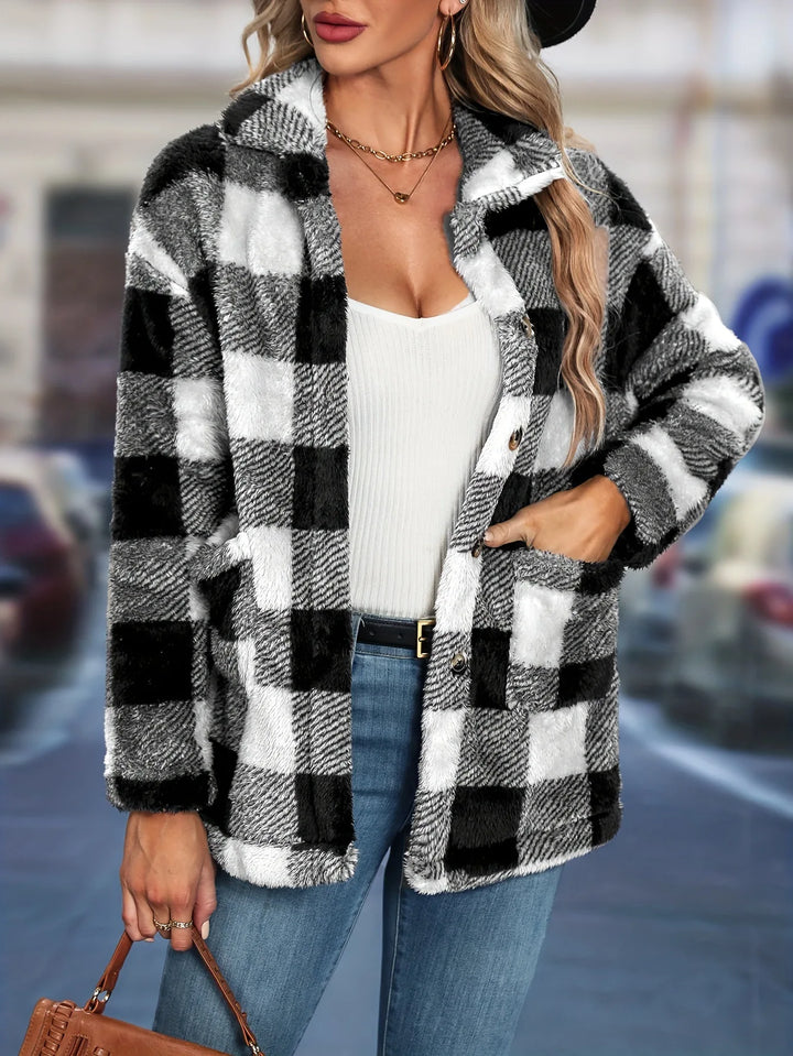 Henrietta | Stylish Checkered Lapel Coat