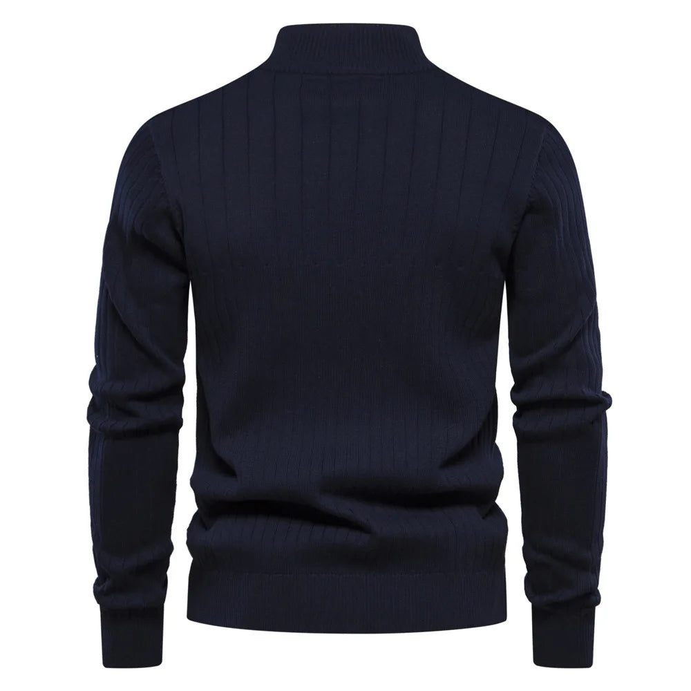 Robert | Quarter Zip Sweater with Stand-up Collar