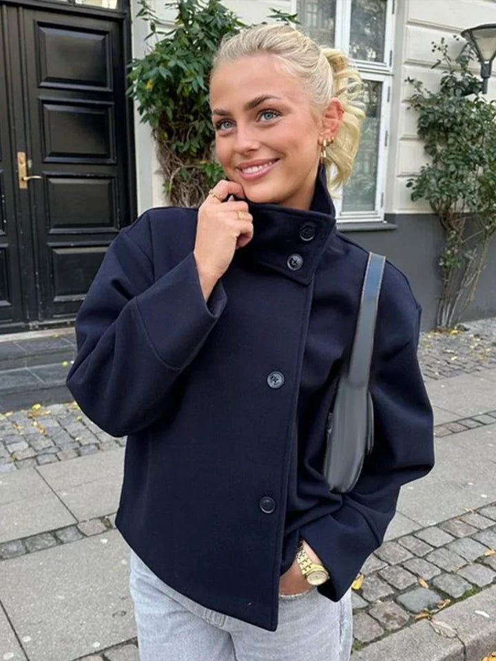 Beatrice | Elegant coat with a stand-up collar, button closure, and pockets