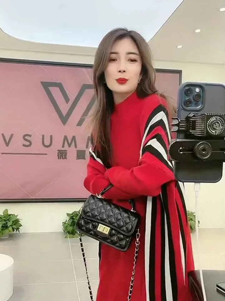 Soraya | Elegant Half Turtleneck Knitted Dress