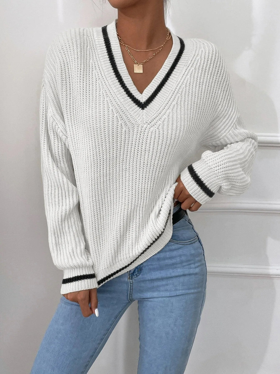 Marina | Striped Waffle Knit Jumper