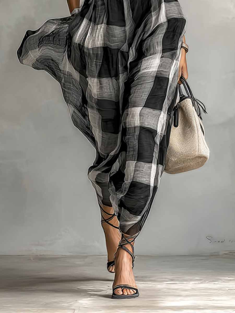 Sarah | Retro Plaid Maxi Dress