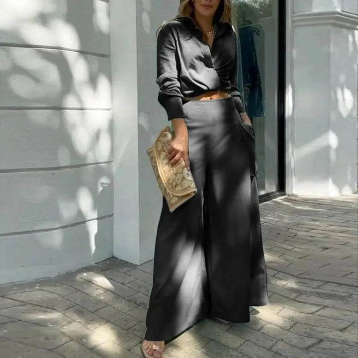 Daniela | Knotted Shirt & High-Waisted Palazzo Trousers Set