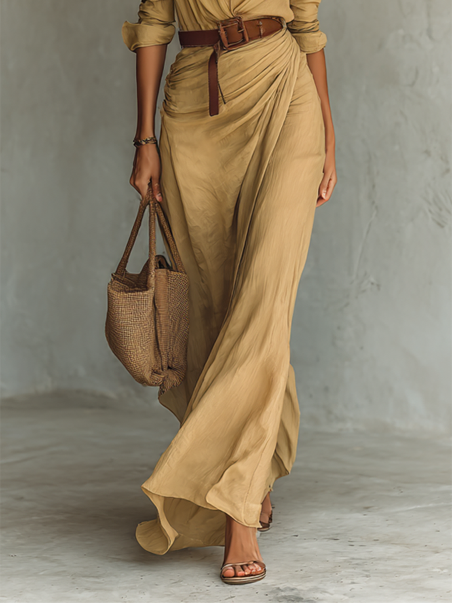 Keziah | Long Maxi Dress with Notched Collar