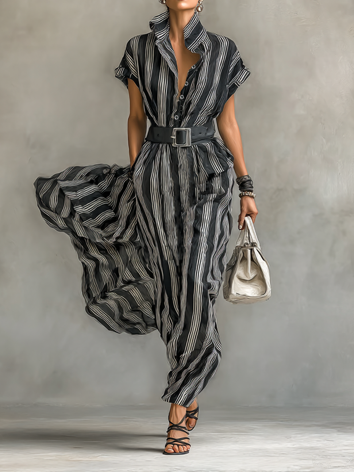 Emery | Striped Maxi Dress with Short Sleeves