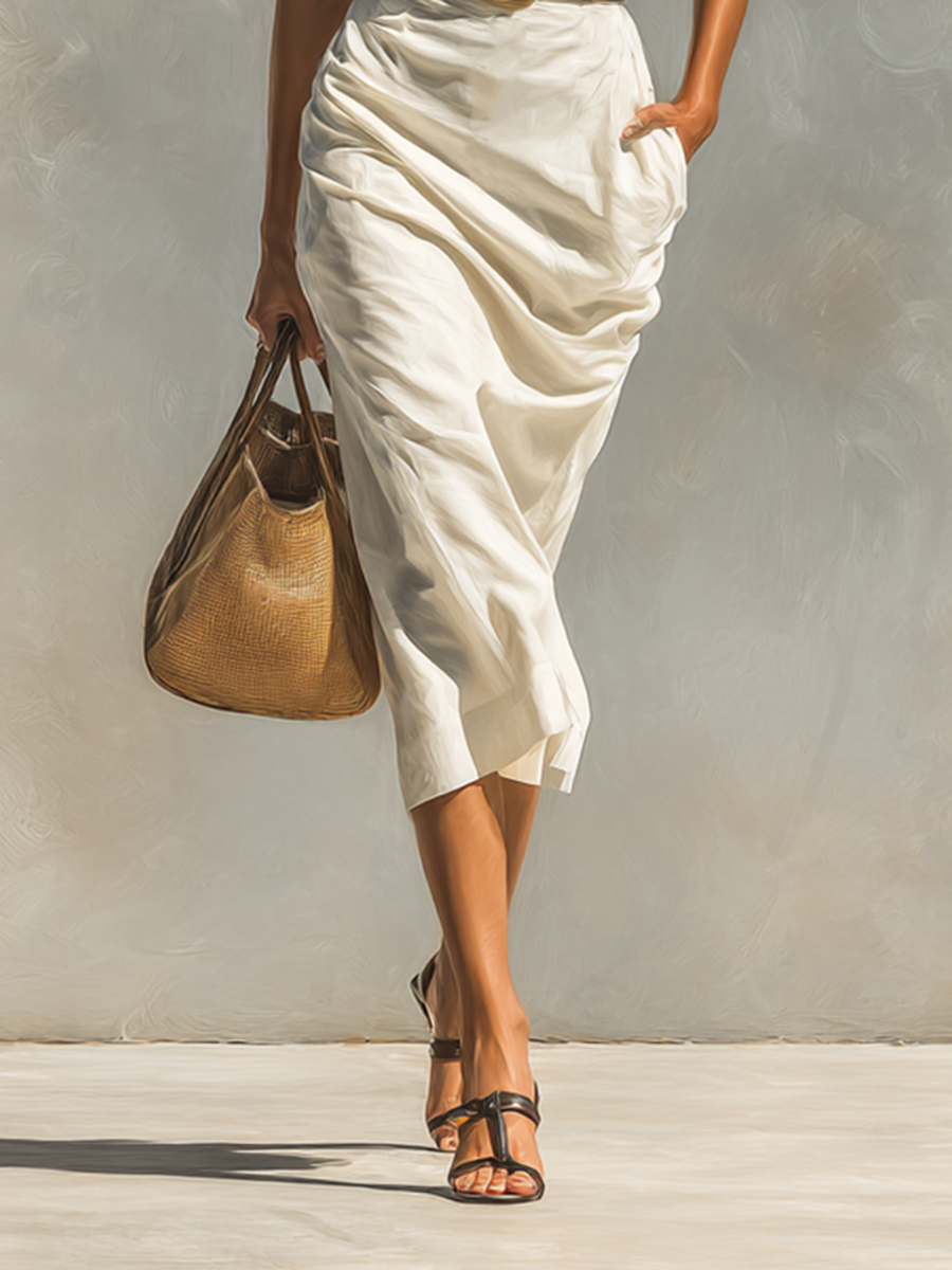 Massie | Women's Midi Dress with Short Sleeves