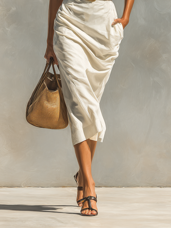 Massie | Women's Midi Dress with Short Sleeves