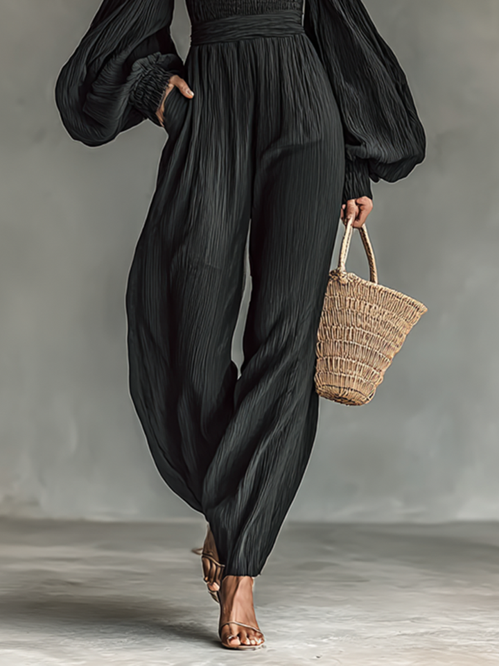 Sophia | Women's Pleated Jumpsuit with Off-the-Shoulder Design