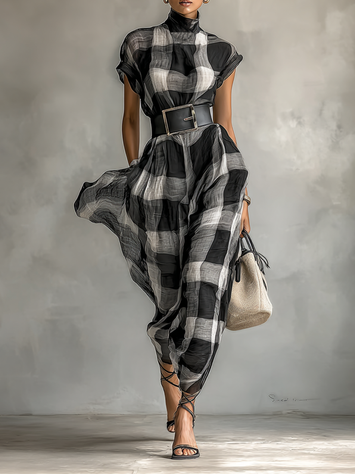 Sarah | Retro Plaid Maxi Dress