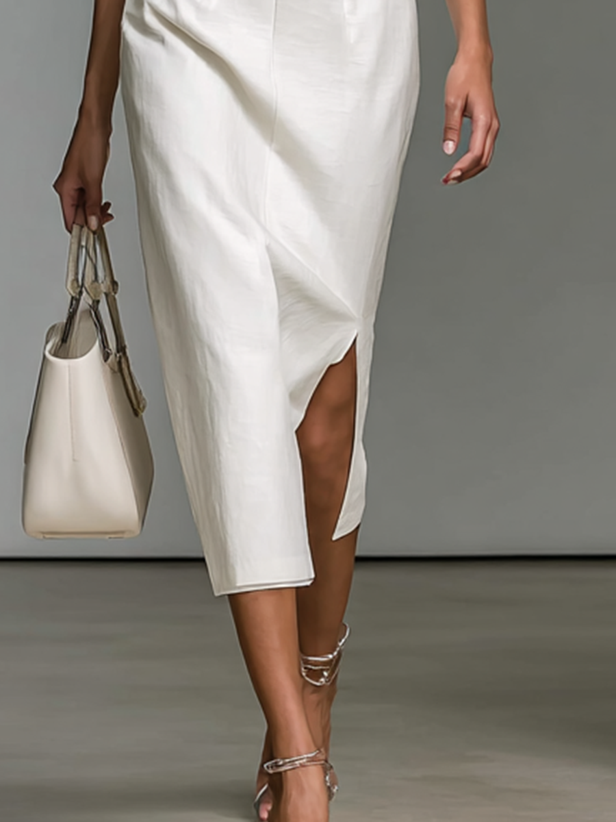 Moira I Embroidered Midi Dress with V-neck