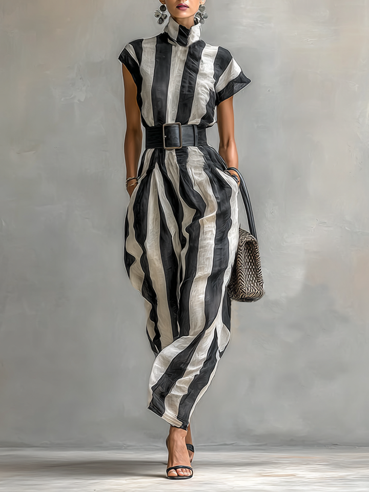 Jane | Striped Short Sleeve Maxi Dress