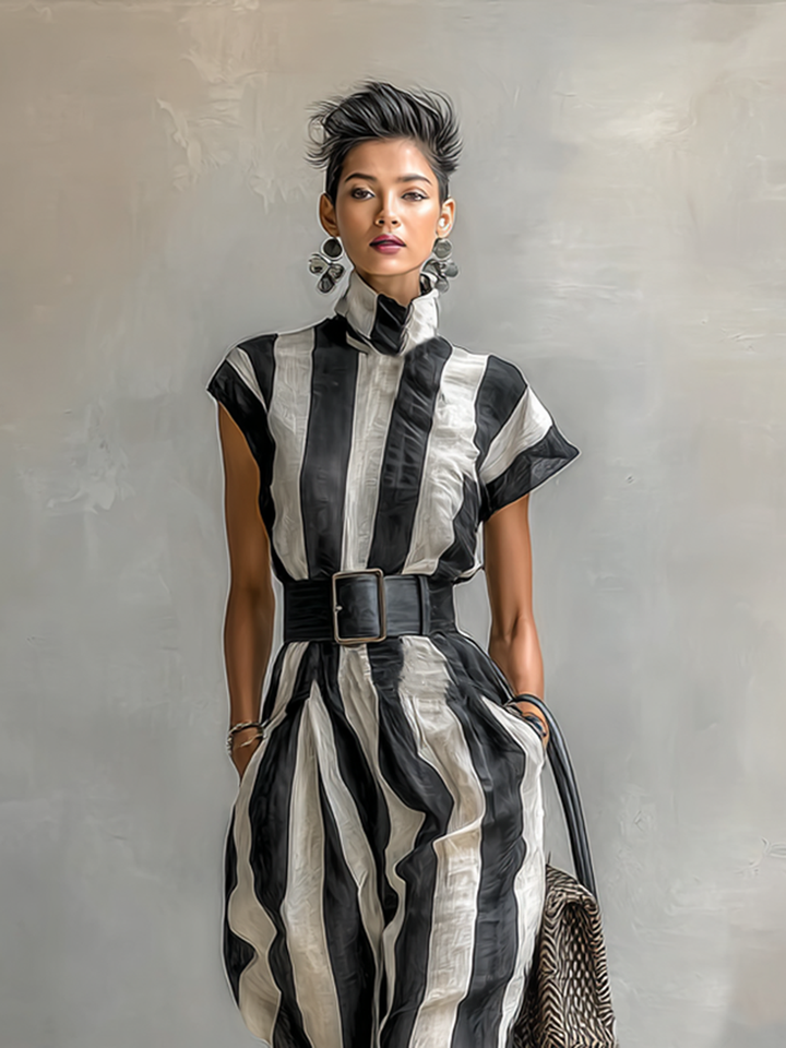 Jane | Striped Short Sleeve Maxi Dress