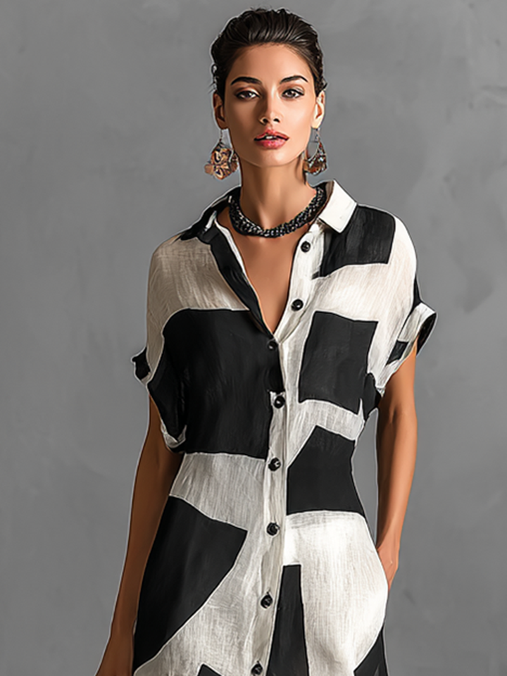 Aiah | Classic Geometric Print Maxi Dress