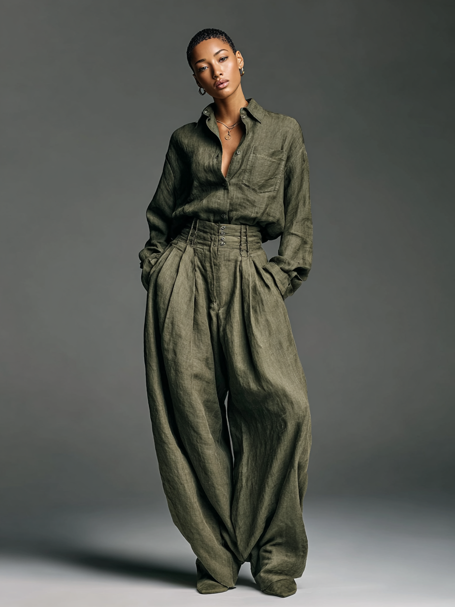 Gianna | Women's Longsleeve Shirt and Wideleg Trouser Set