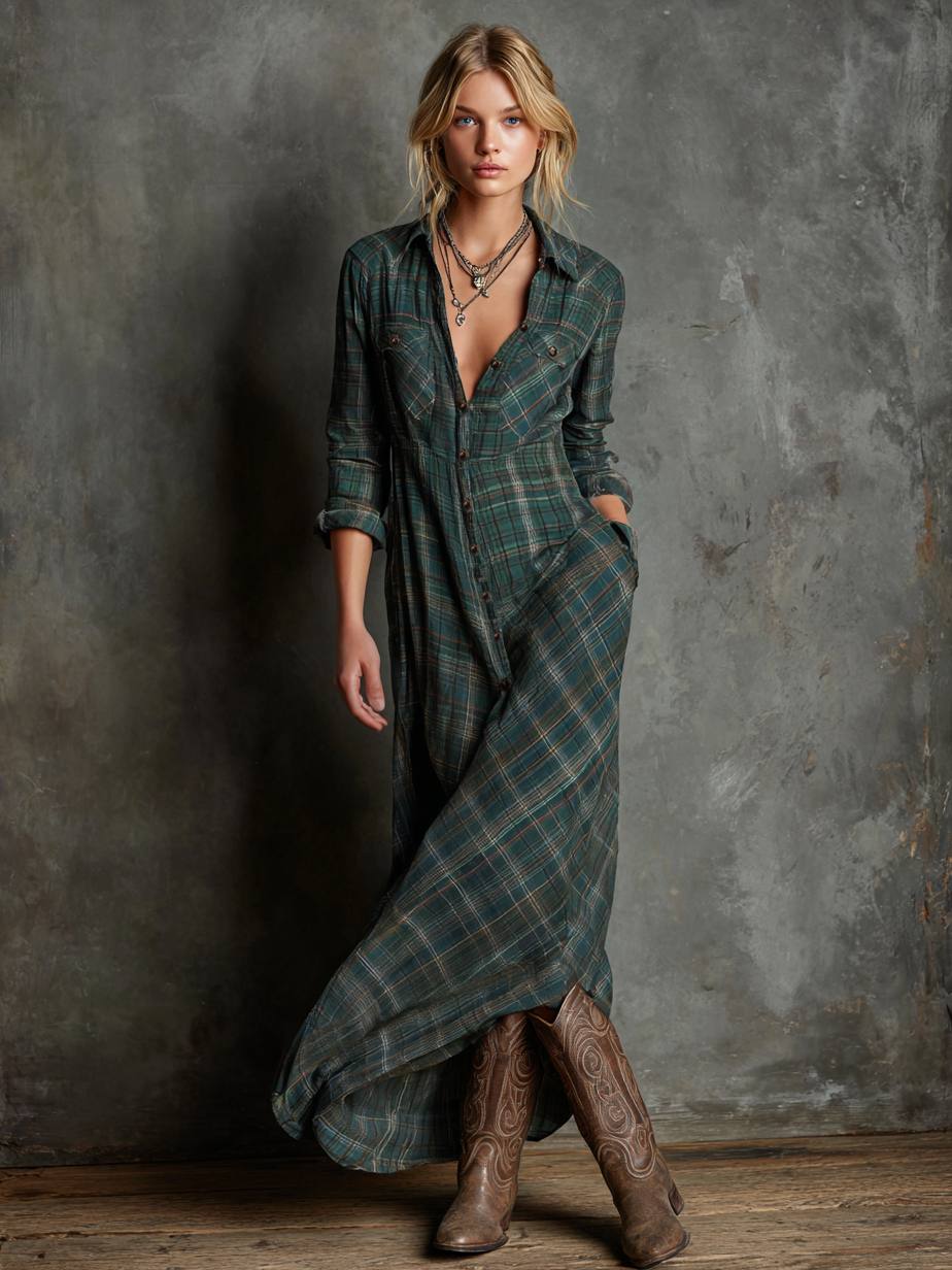 Jessa | Checkered Shirt Dress with Lapels