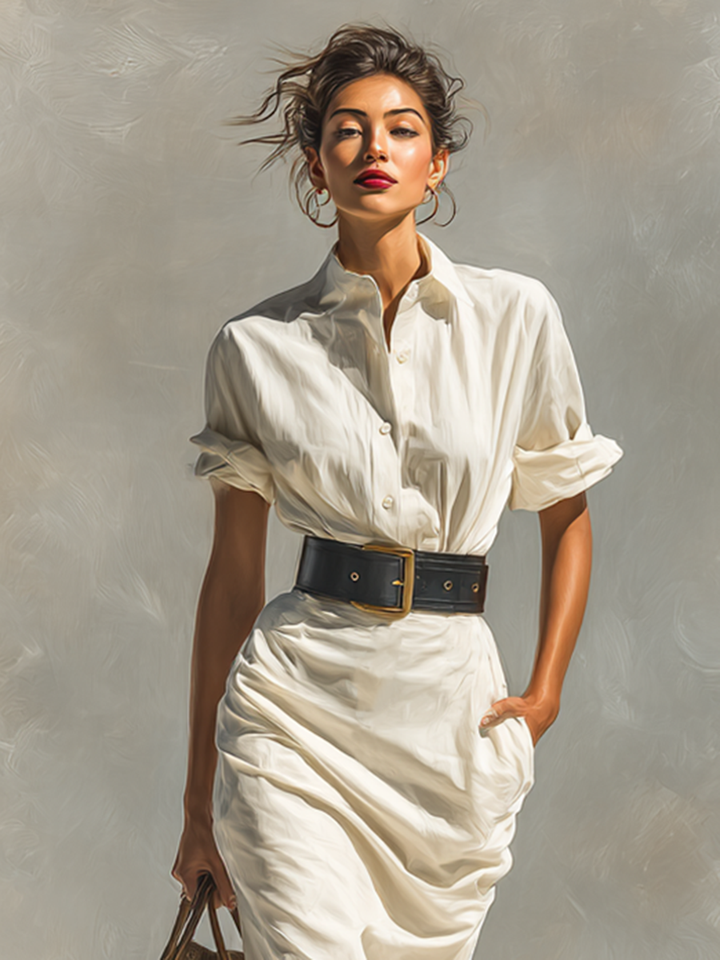 Massie | Women's Midi Dress with Short Sleeves