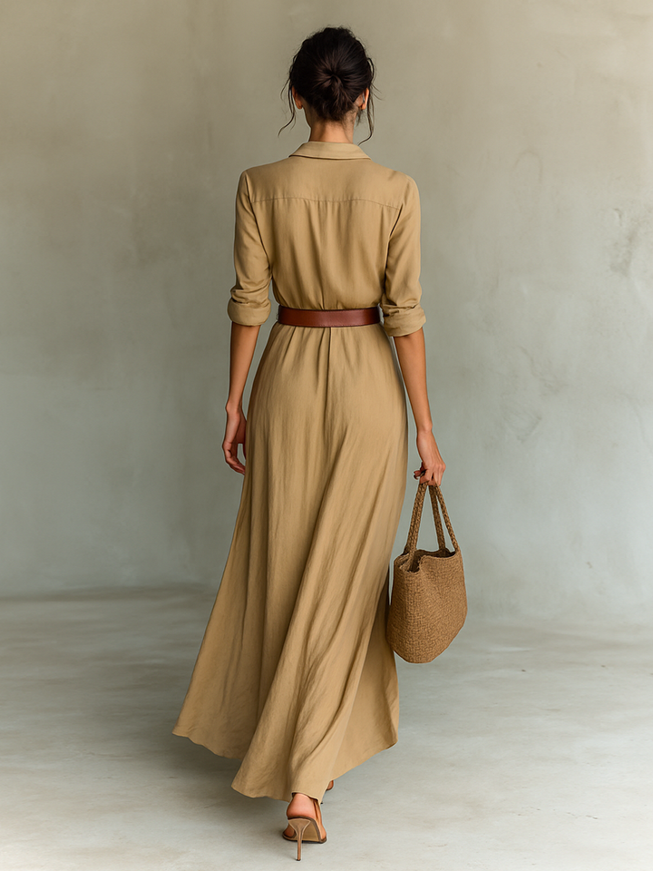 Keziah | Long Maxi Dress with Notched Collar