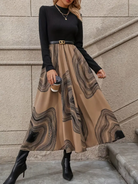 Sylvie | Elegant Midi Skirt with Artistic Print