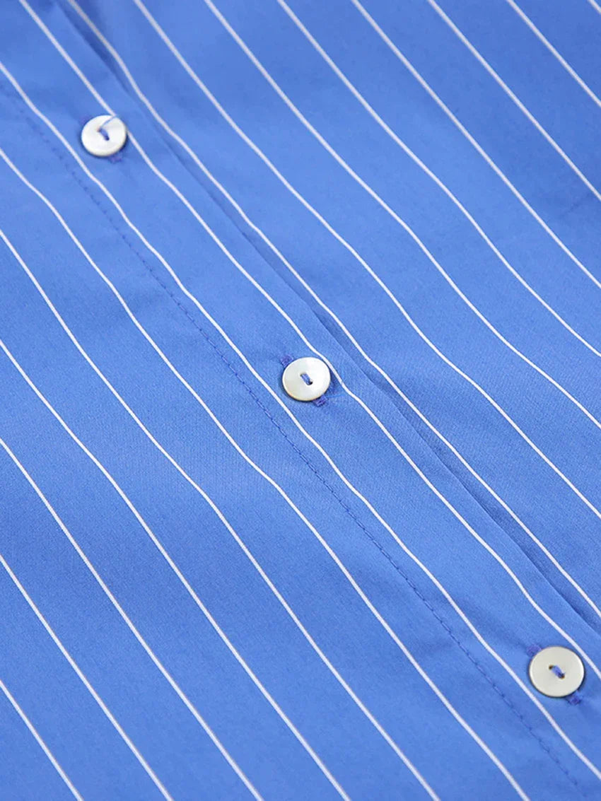 Nadine │ Blue and white striped pyjama set