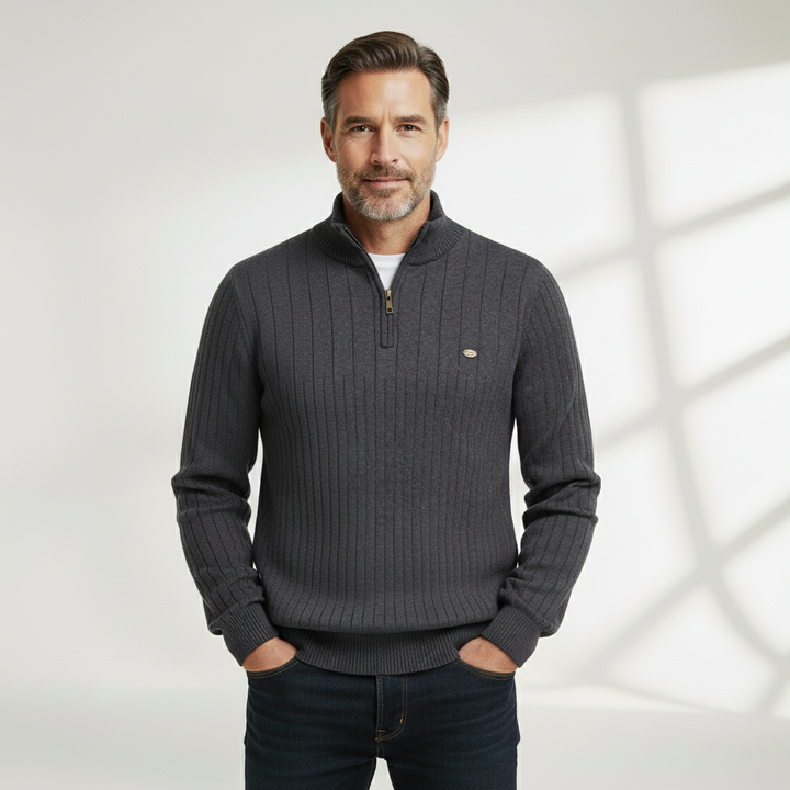 Robert | Quarter Zip Sweater with Stand-up Collar
