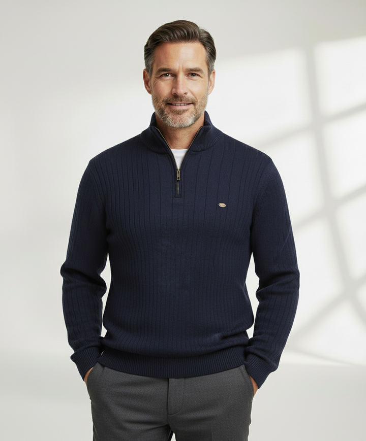 Robert | Quarter Zip Sweater with Stand-up Collar