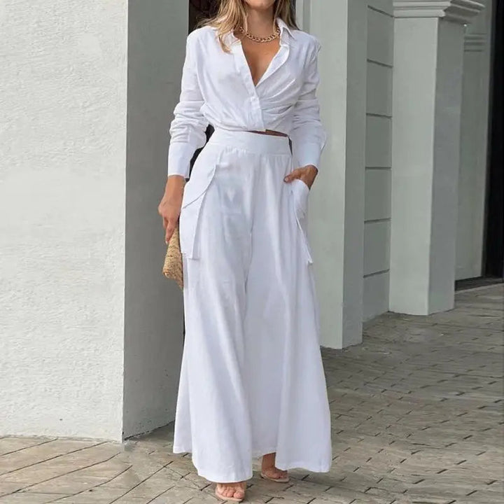 Daniela | Knotted Shirt & High-Waisted Palazzo Trousers Set